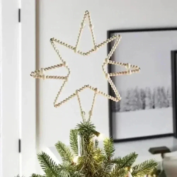 NWT Studio McGee Wood Bead Christmas Tree Topper - Picture 1 of 4